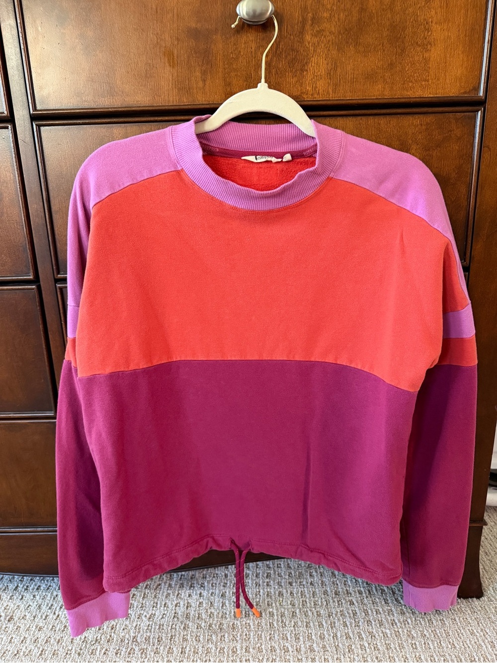 cotopaxi Pink, Red & Purple Colorblock Crewneck Sweater